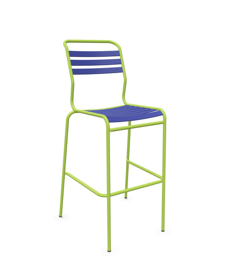 Schaffner Säntis Tabouret de bar à lattes Bleu 53 Vert Clair 63 
