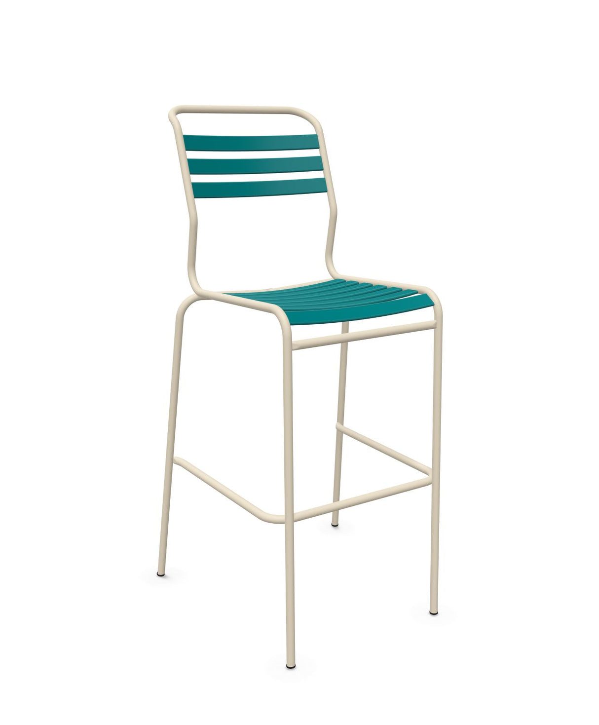 Schaffner Säntis Tabouret de bar à lattes Bleu Kali 56 Sable Pastel 15 