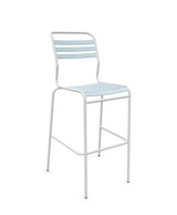 Schaffner Säntis Tabouret de bar à lattes Bleu Pastel 51 Blanc 90 