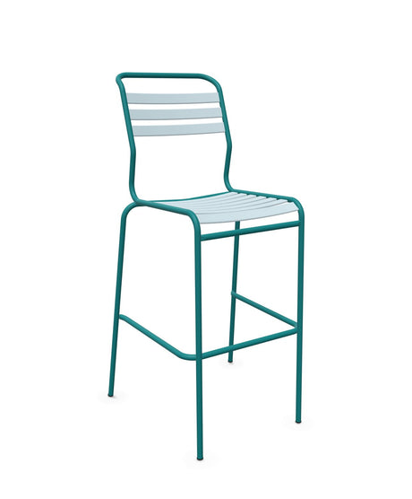 Schaffner Säntis Tabouret de bar à lattes Bleu Pastel 51 Bleu Kali 56 