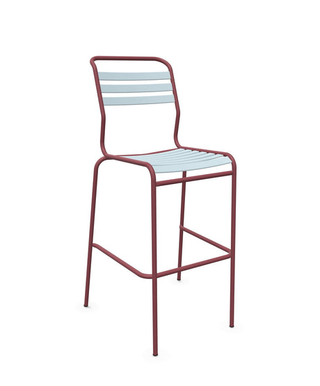 Schaffner Säntis Tabouret de bar à lattes Bleu Pastel 51 Bordeaux 38 