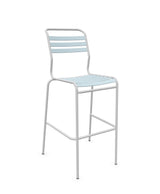 Schaffner Säntis Tabouret de bar à lattes Bleu Pastel 51 Gris Argent 78 