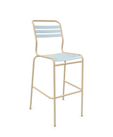 Schaffner Säntis Tabouret de bar à lattes Bleu Pastel 51 Marron Pastel 83 