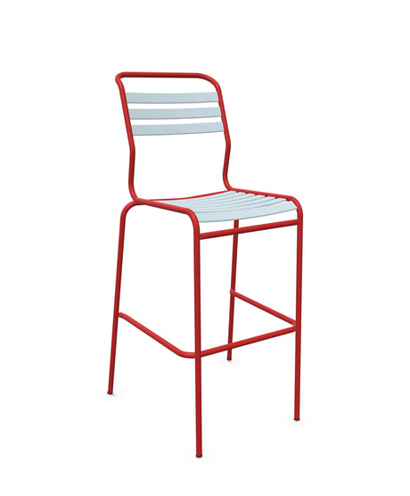 Schaffner Säntis Tabouret de bar à lattes Bleu Pastel 51 Rouge 30 