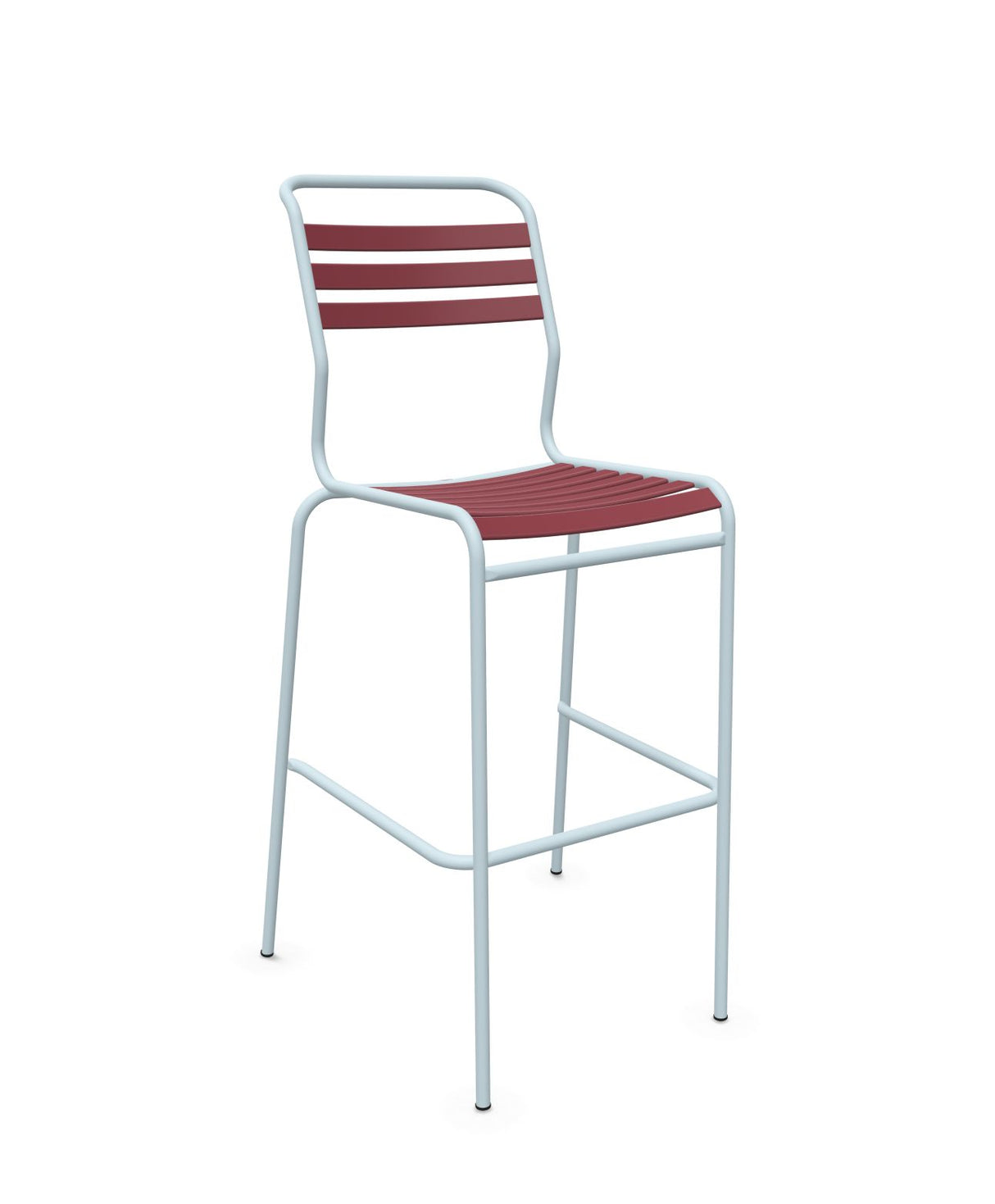 Schaffner Säntis Tabouret de bar à lattes Bordeaux 38 Bleu Pastel 51 