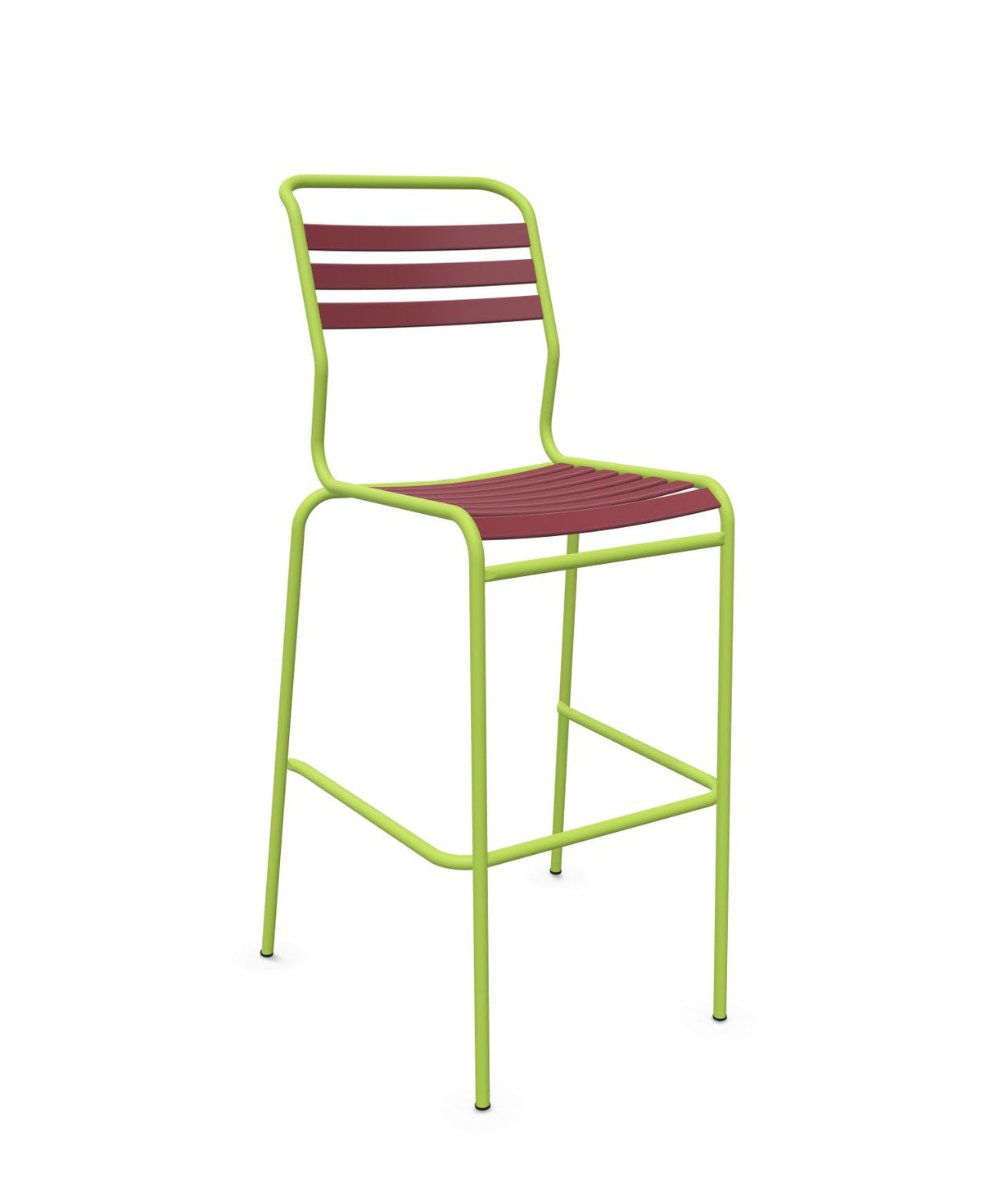 Schaffner Säntis Tabouret de bar à lattes Bordeaux 38 Vert Clair 63 