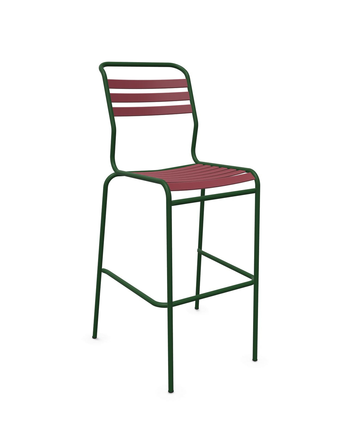 Schaffner Säntis Tabouret de bar à lattes Bordeaux 38 Vert Sapin 66 