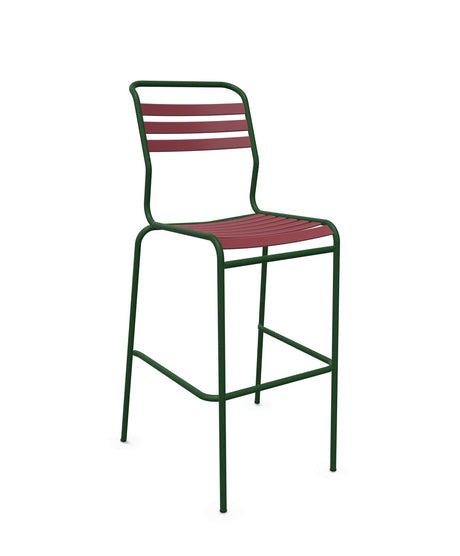 Schaffner Säntis Tabouret de bar à lattes Bordeaux 38 Vert Sapin 66 