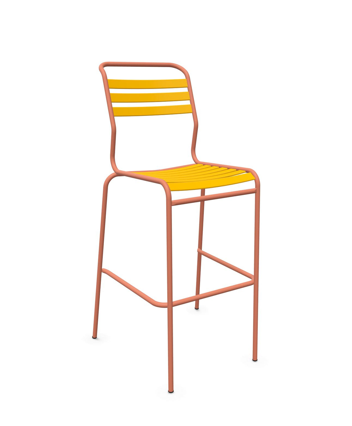 Schaffner Säntis Tabouret de bar à lattes Jaune 11 Terracotta 84 
