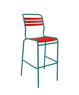 Schaffner Säntis Tabouret de bar à lattes Rouge 30 Bleu Kali 56 