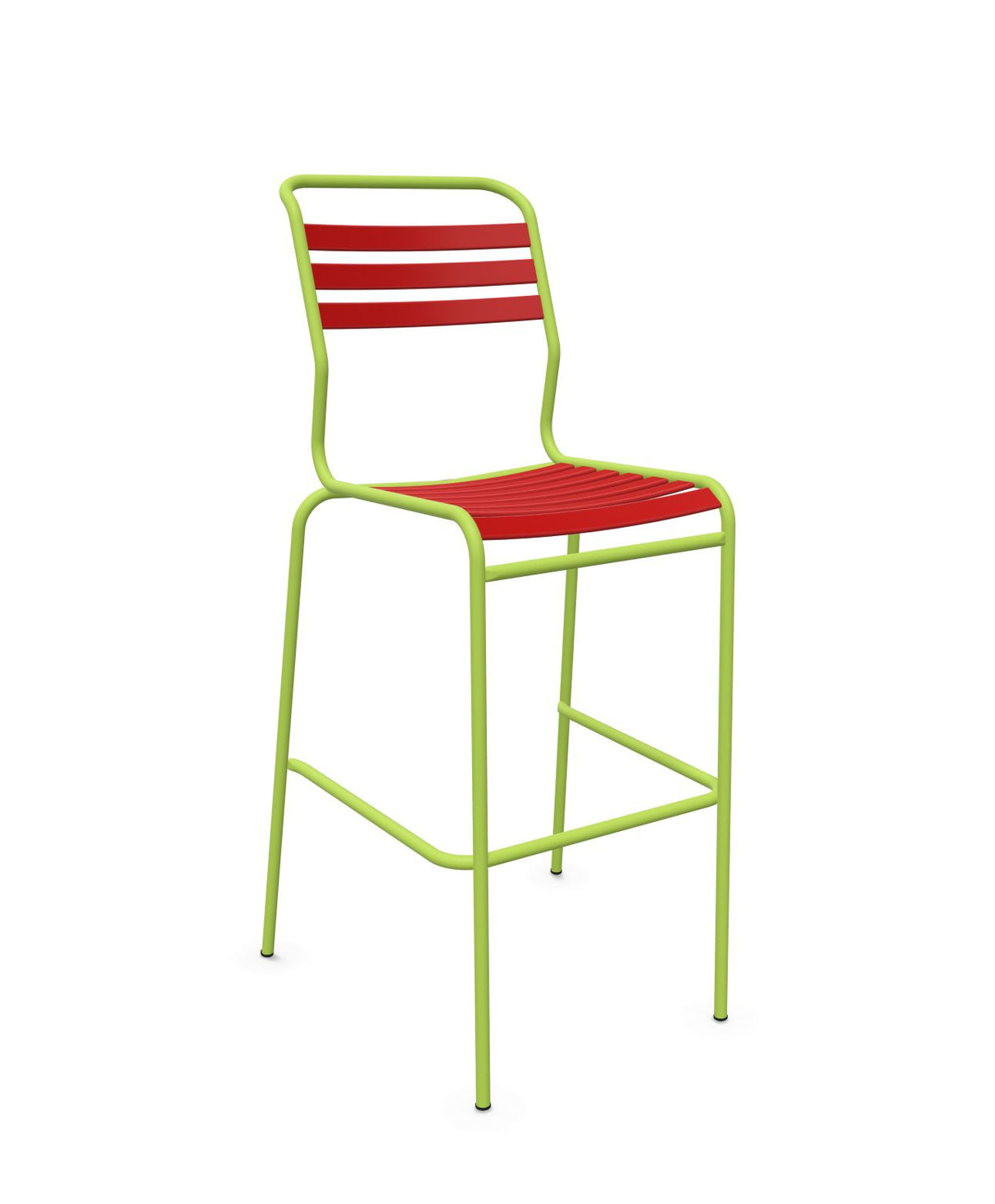 Schaffner Säntis Tabouret de bar à lattes Rouge 30 Vert Clair 63 