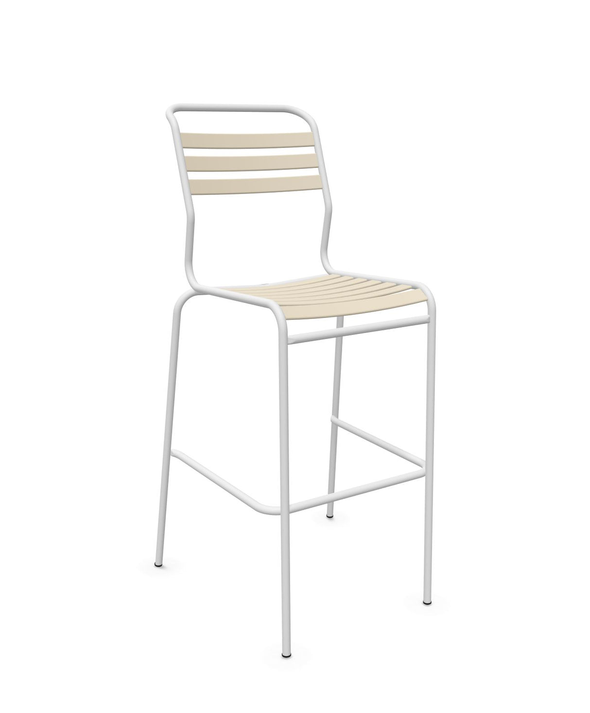 Schaffner Säntis Tabouret de bar à lattes Sable Pastel 15 Blanc 90 