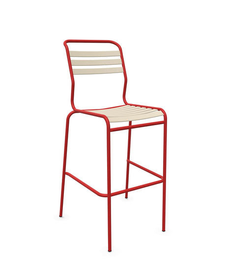 Schaffner Säntis Tabouret de bar à lattes Sable Pastel 15 Rouge 30 