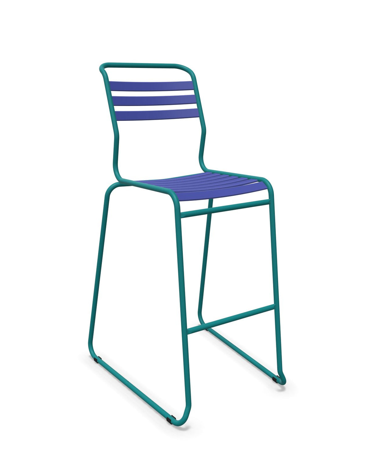 Schaffner Säntis Tabouret de bar luge à lattes Bleu 53 Bleu Kali 56 