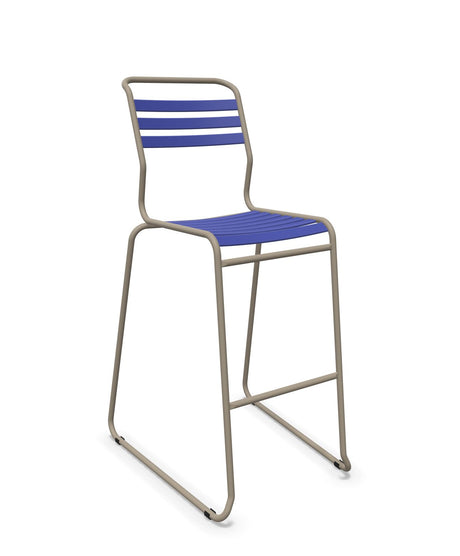 Schaffner Säntis Tabouret de bar luge à lattes Bleu 53 Champagne 85 