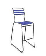 Schaffner Säntis Tabouret de bar luge à lattes Bleu 53 Graphite 73 