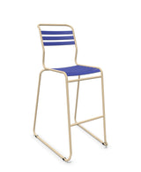 Schaffner Säntis Tabouret de bar luge à lattes Bleu 53 Marron Pastel 83 