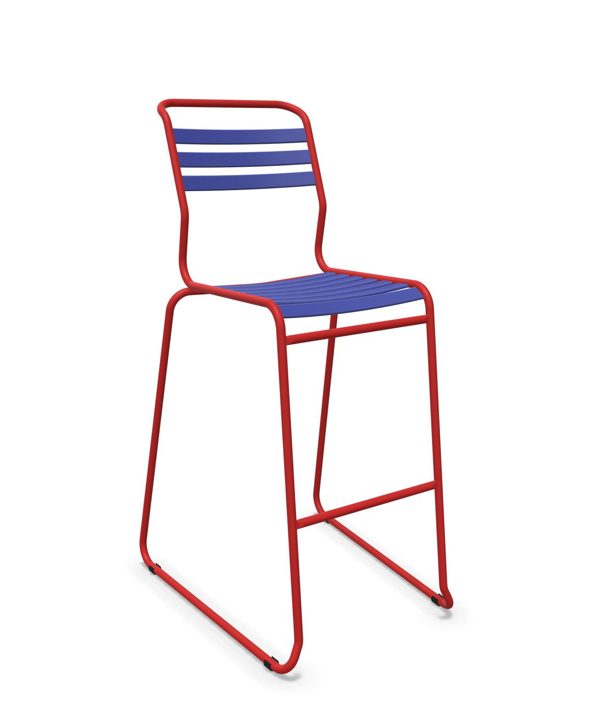 Schaffner Säntis Tabouret de bar luge à lattes Bleu 53 Rouge 30 