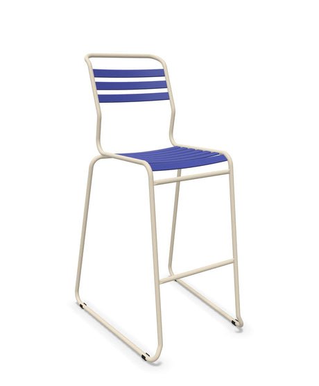 Schaffner Säntis Tabouret de bar luge à lattes Bleu 53 Sable Pastel 15 