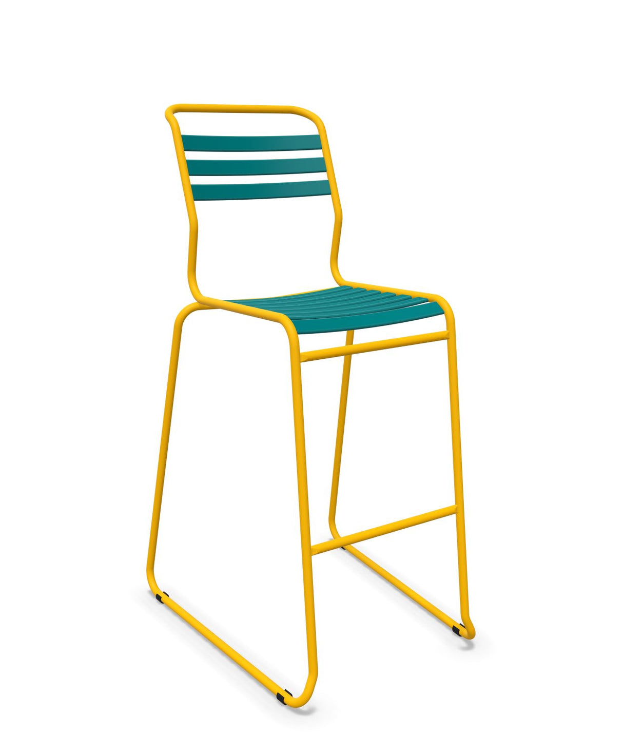 Schaffner Säntis Tabouret de bar luge à lattes Bleu Kali 56 Jaune 11 