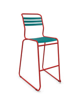 Schaffner Säntis Tabouret de bar luge à lattes Bleu Kali 56 Rouge 30 