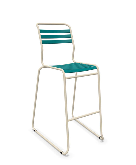 Schaffner Säntis Tabouret de bar luge à lattes Bleu Kali 56 Sable Pastel 15 