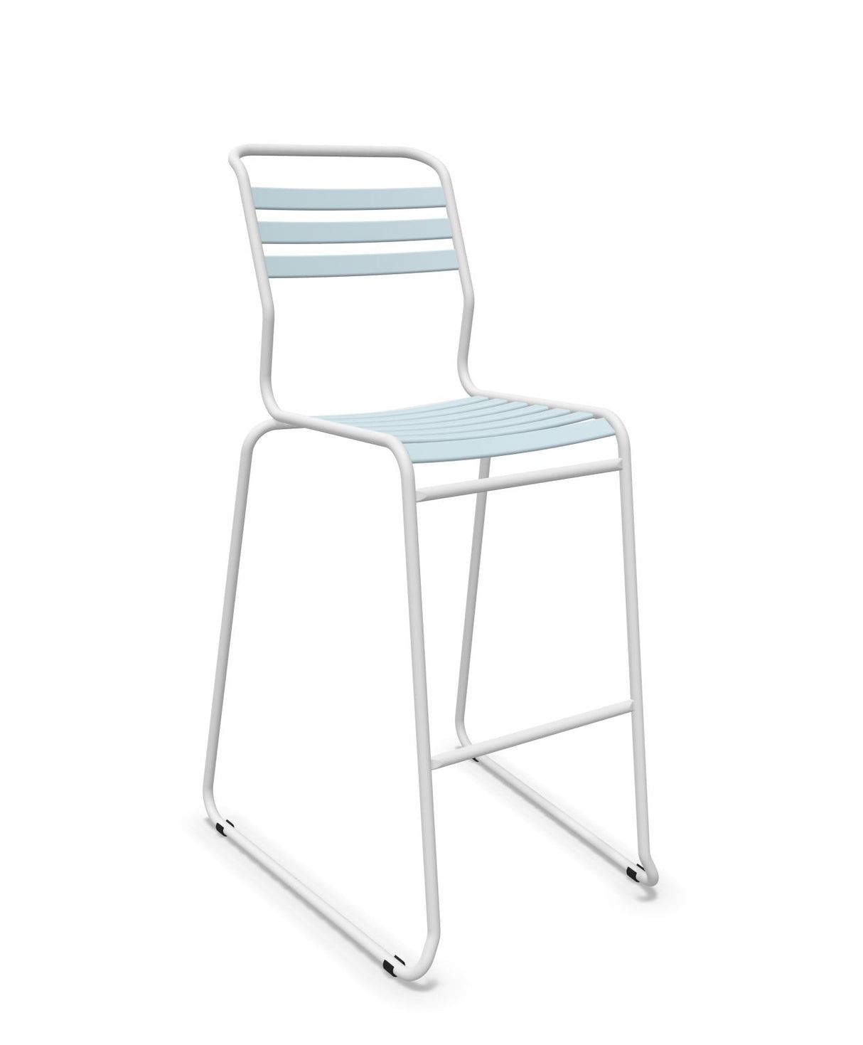 Schaffner Säntis Tabouret de bar luge à lattes Bleu Pastel 51 Blanc 90 
