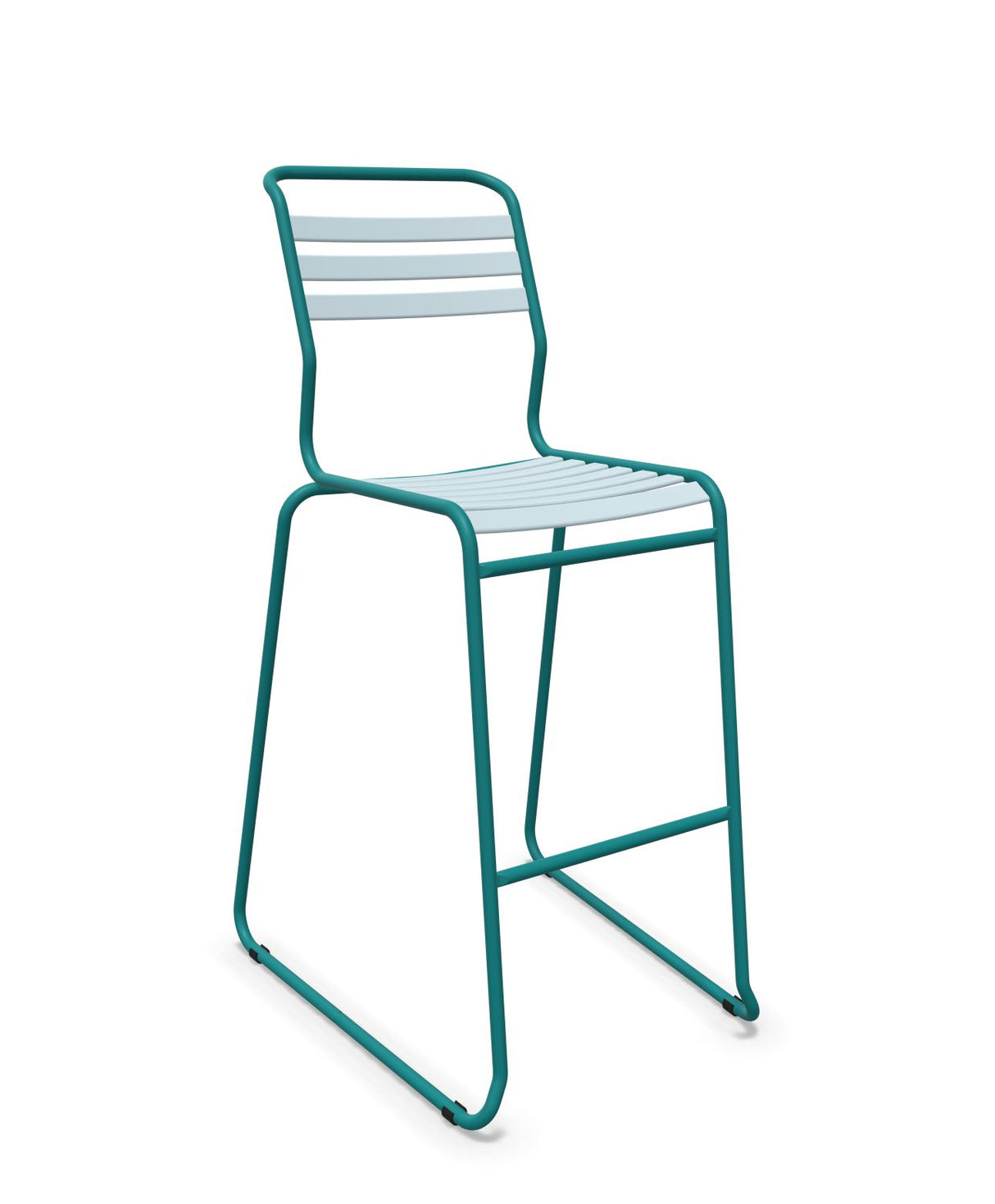 Schaffner Säntis Tabouret de bar luge à lattes Bleu Pastel 51 Bleu Kali 56 