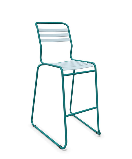 Schaffner Säntis Tabouret de bar luge à lattes Bleu Pastel 51 Bleu Kali 56 