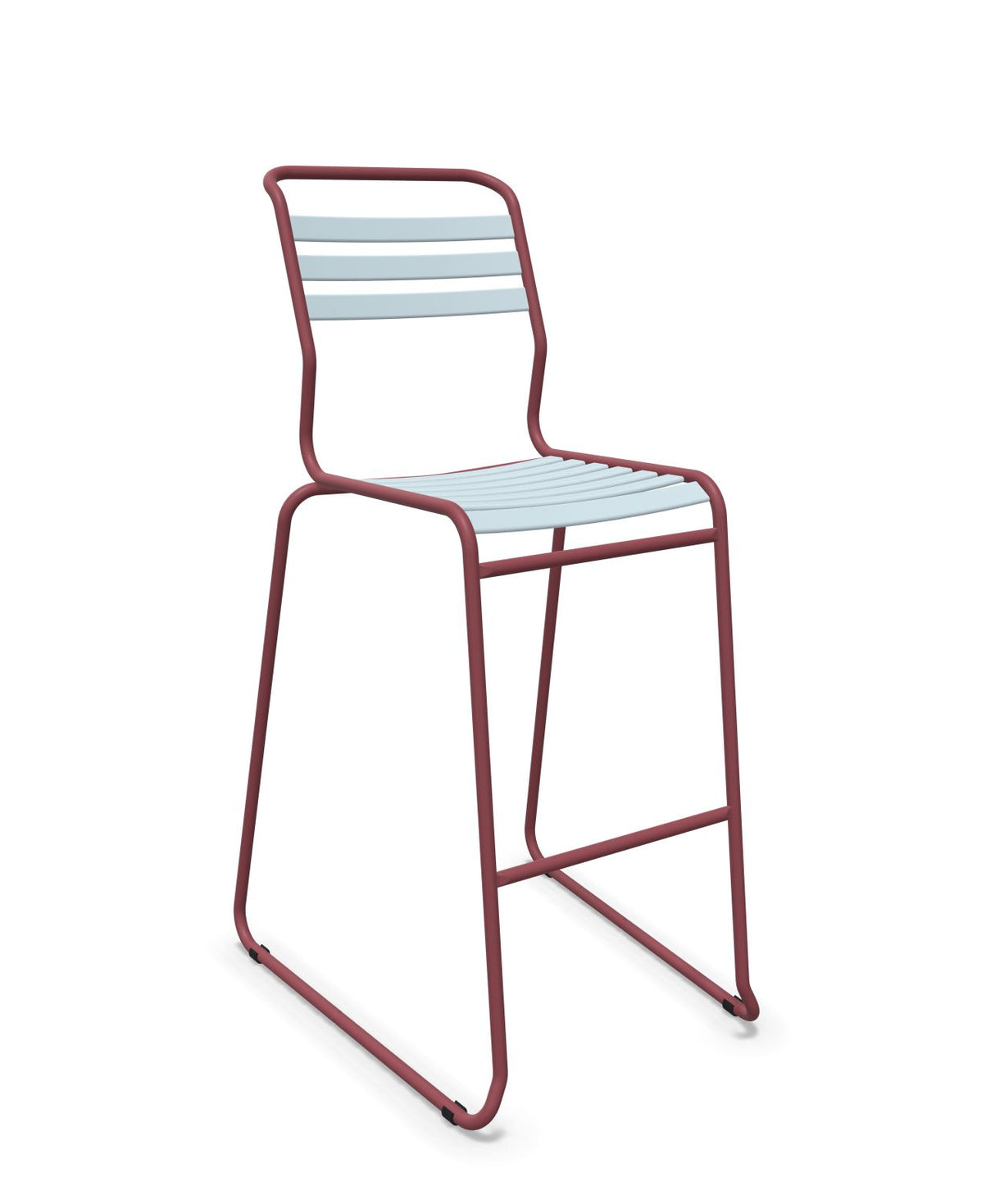 Schaffner Säntis Tabouret de bar luge à lattes Bleu Pastel 51 Bordeaux 38 