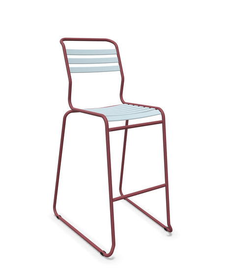 Schaffner Säntis Tabouret de bar luge à lattes Bleu Pastel 51 Bordeaux 38 