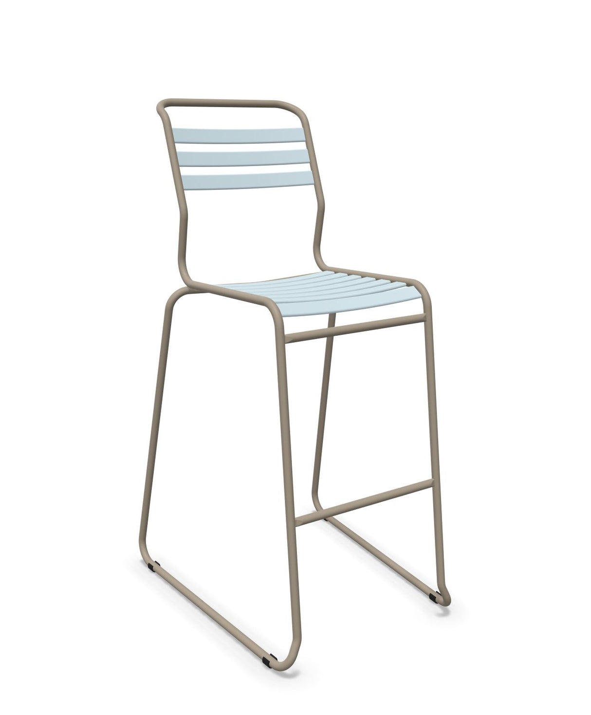 Schaffner Säntis Tabouret de bar luge à lattes Bleu Pastel 51 Champagne 85 