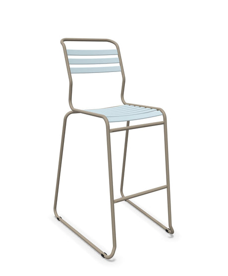 Schaffner Säntis Tabouret de bar luge à lattes Bleu Pastel 51 Champagne 85 