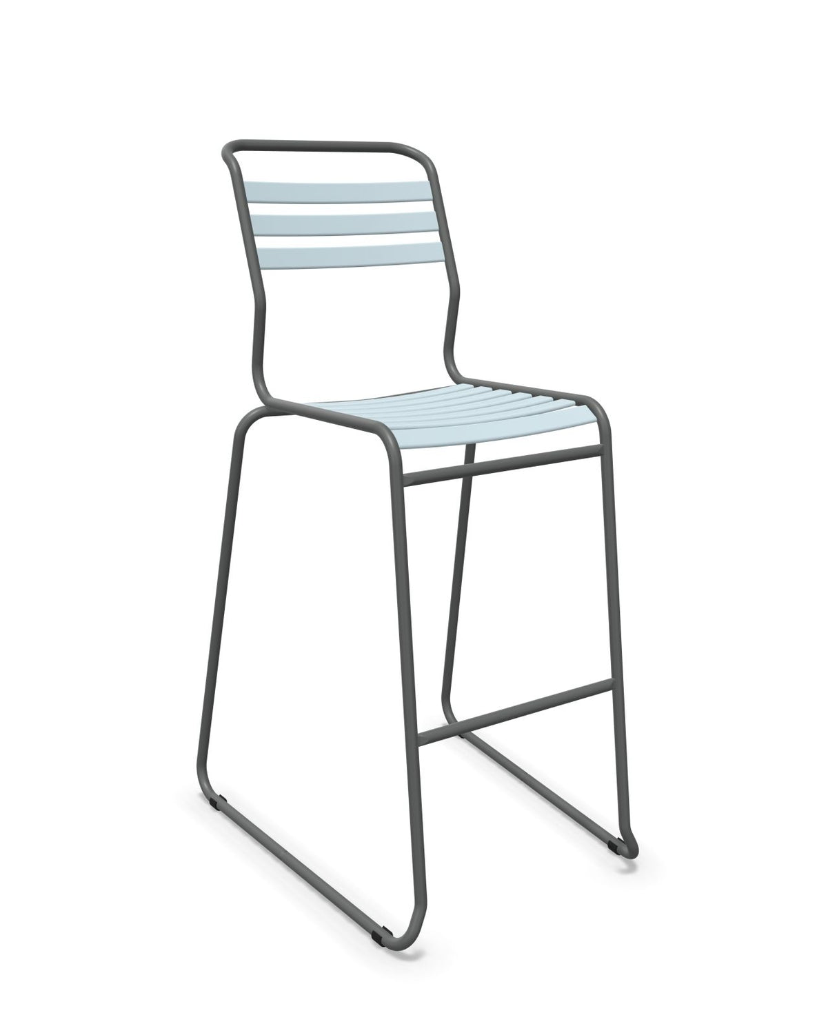 Schaffner Säntis Tabouret de bar luge à lattes Bleu Pastel 51 Graphite 73 