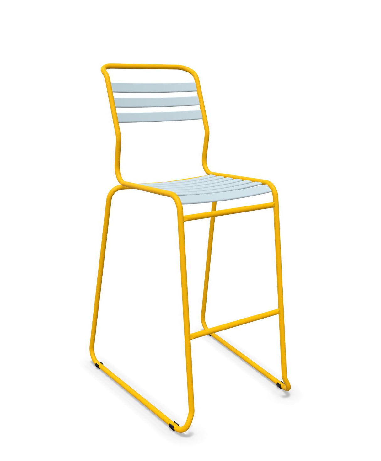 Schaffner Säntis Tabouret de bar luge à lattes Bleu Pastel 51 Jaune 11 