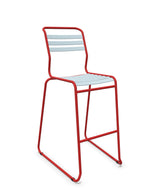 Schaffner Säntis Tabouret de bar luge à lattes Bleu Pastel 51 Rouge 30 