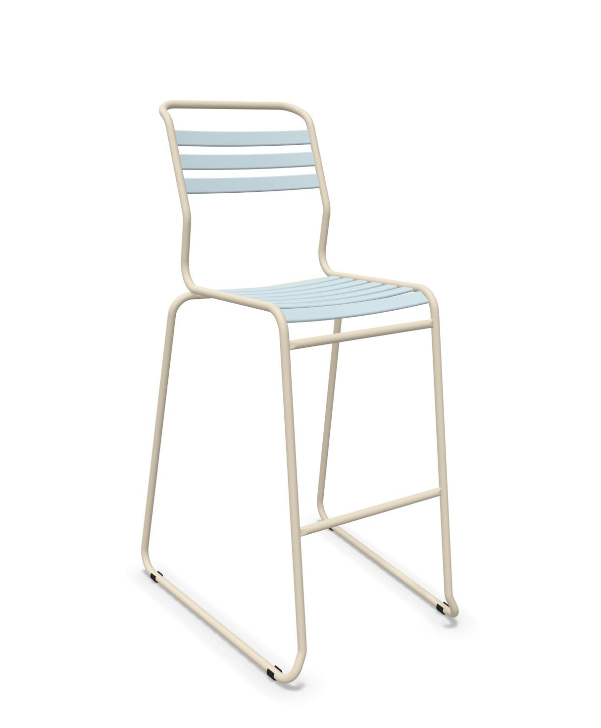 Schaffner Säntis Tabouret de bar luge à lattes Bleu Pastel 51 Sable Pastel 15 