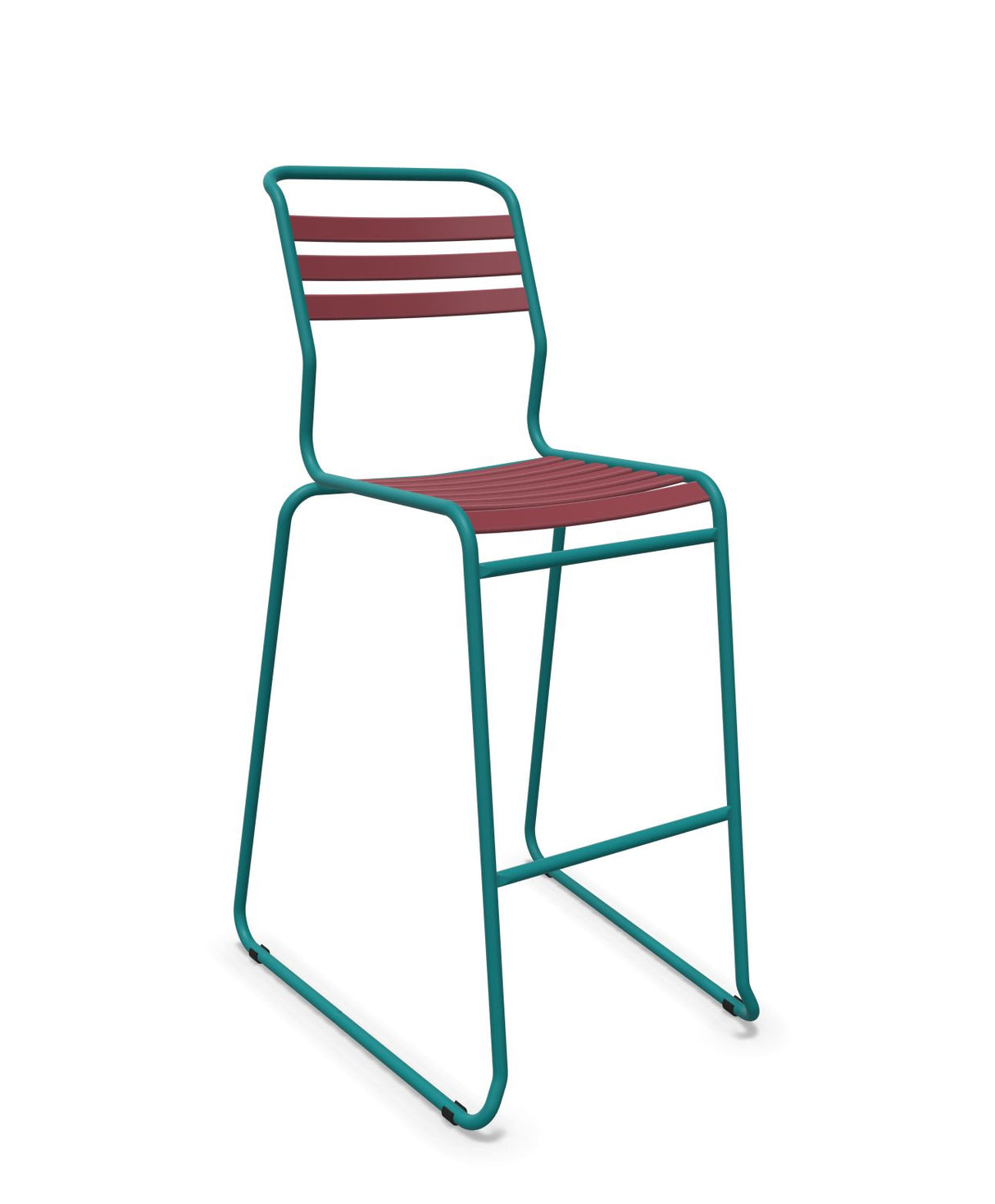 Schaffner Säntis Tabouret de bar luge à lattes Bordeaux 38 Bleu Kali 56 