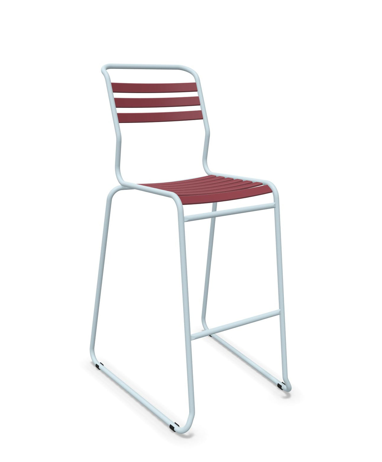 Schaffner Säntis Tabouret de bar luge à lattes Bordeaux 38 Bleu Pastel 51 