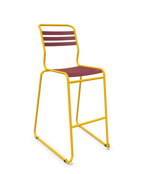 Schaffner Säntis Tabouret de bar luge à lattes Bordeaux 38 Jaune 11 