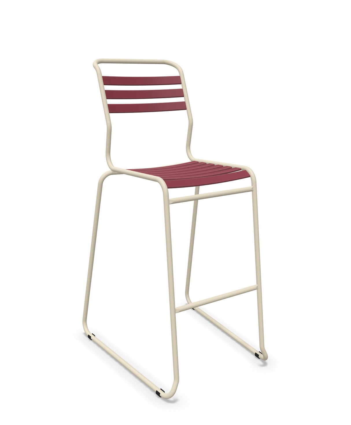 Schaffner Säntis Tabouret de bar luge à lattes Bordeaux 38 Sable Pastel 15 