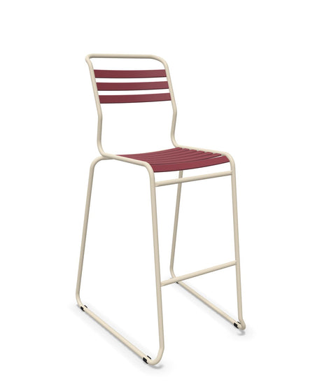Schaffner Säntis Tabouret de bar luge à lattes Bordeaux 38 Sable Pastel 15 