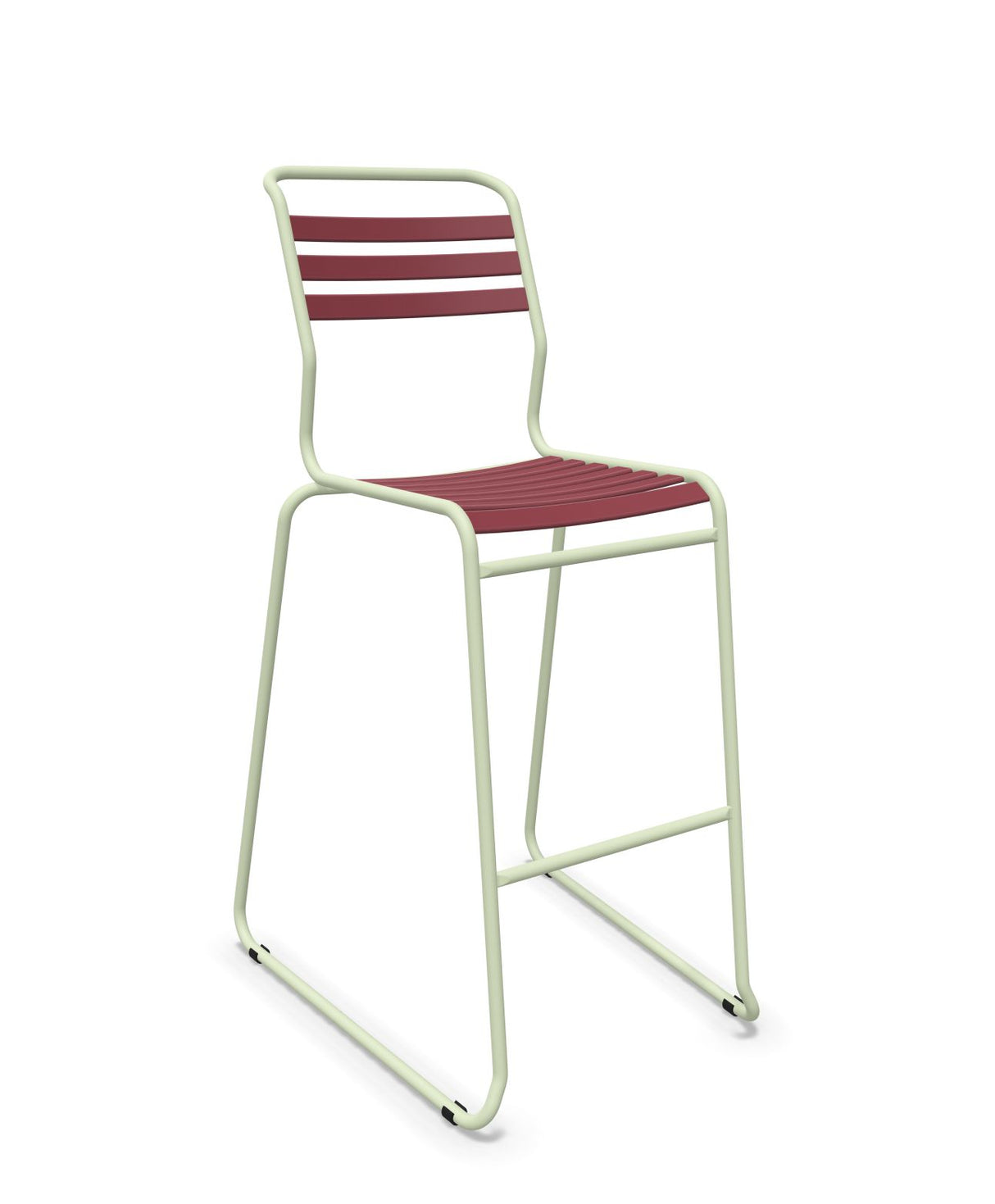 Schaffner Säntis Tabouret de bar luge à lattes Bordeaux 38 Vert Pastel 64 