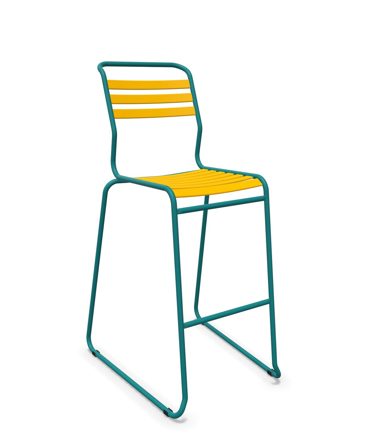 Schaffner Säntis Tabouret de bar luge à lattes Jaune 11 Bleu Kali 56 