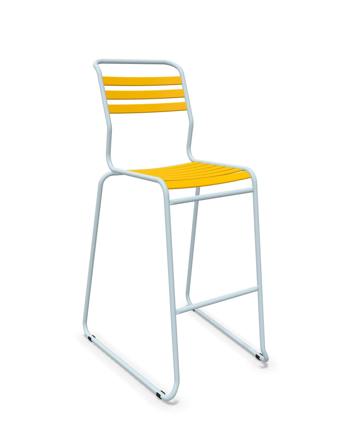 Schaffner Säntis Tabouret de bar luge à lattes Jaune 11 Bleu Pastel 51 