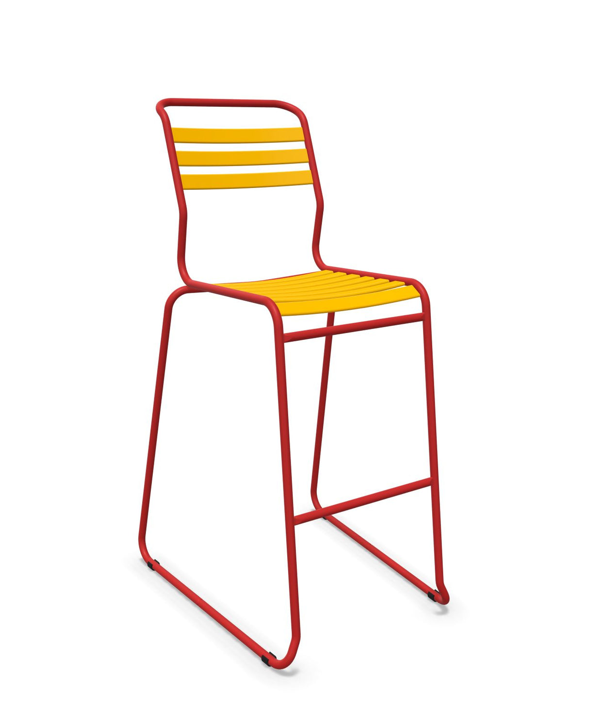 Schaffner Säntis Tabouret de bar luge à lattes Jaune 11 Rouge 30 