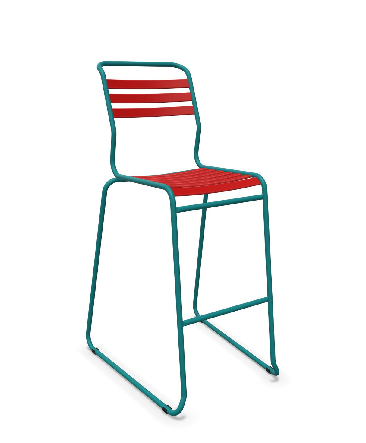 Schaffner Säntis Tabouret de bar luge à lattes Rouge 30 Bleu Kali 56 