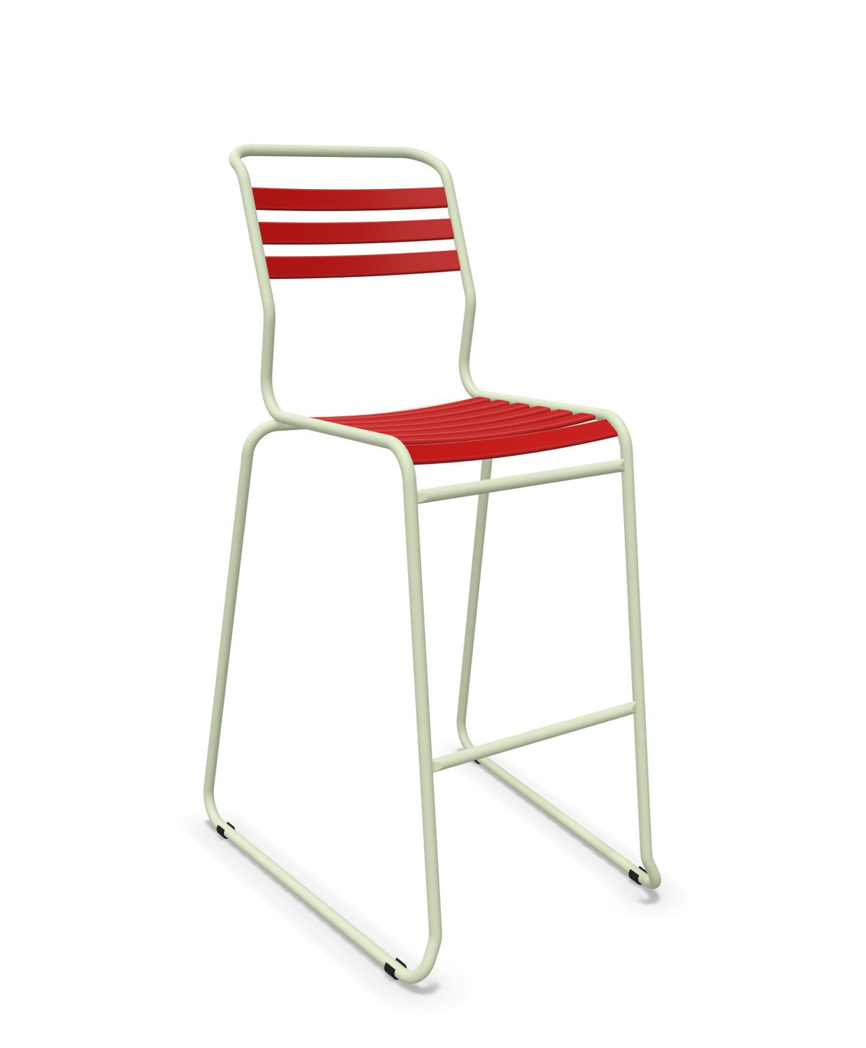 Schaffner Säntis Tabouret de bar luge à lattes Rouge 30 Vert Pastel 64 