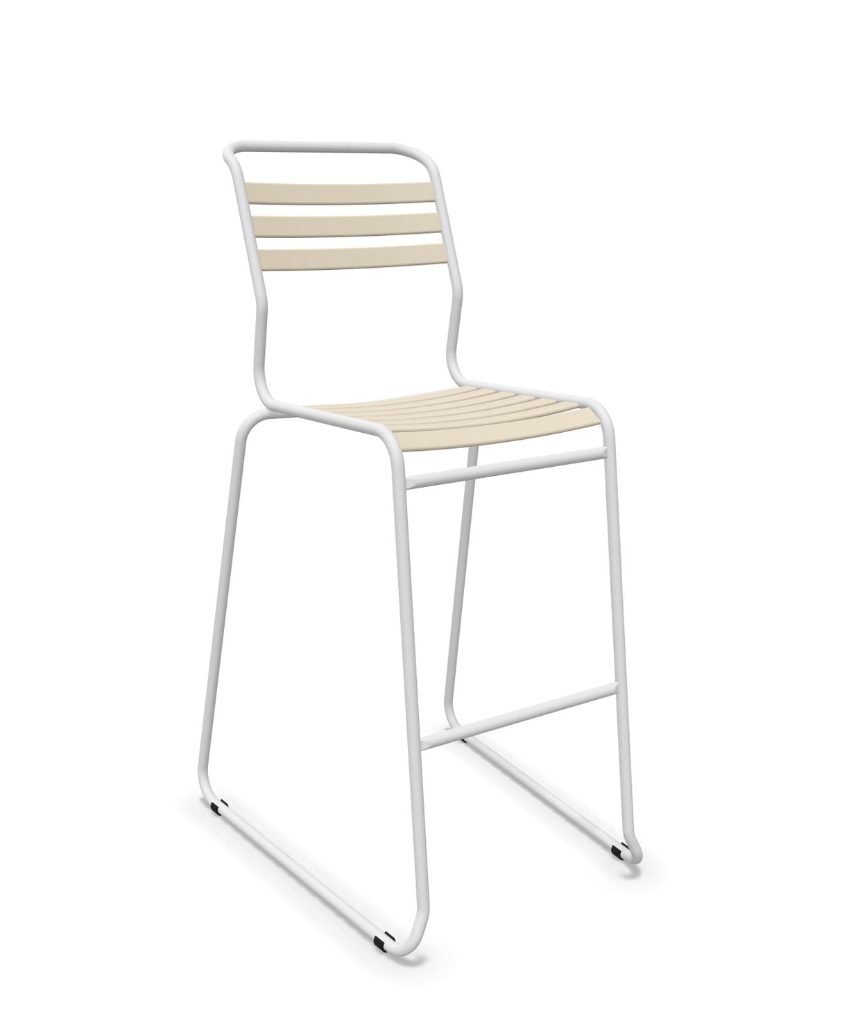 Schaffner Säntis Tabouret de bar luge à lattes Sable Pastel 15 Blanc 90 