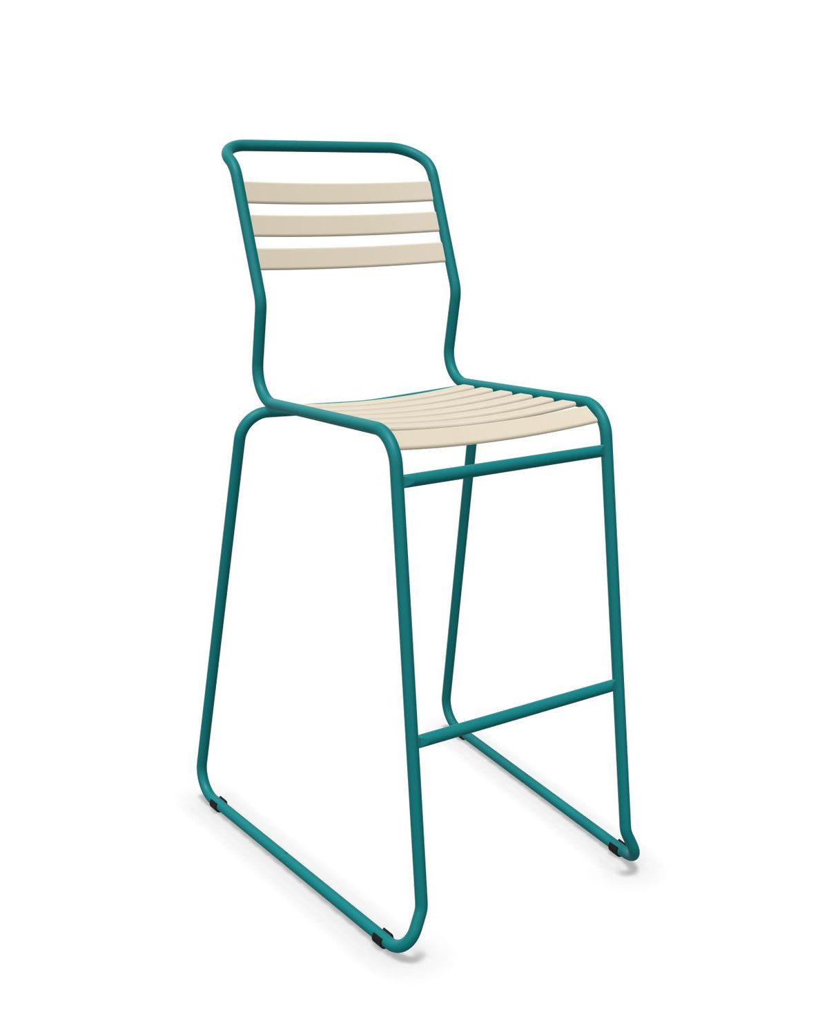 Schaffner Säntis Tabouret de bar luge à lattes Sable Pastel 15 Bleu Kali 56 